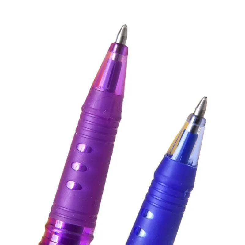 Set of heat-erasable gel pens with plastic bodies and stainless steel nibs in multiple colours.
