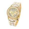 Three eyes rainbow diamond quartz watch for men with 33mm circular dial and 30M waterproof rating