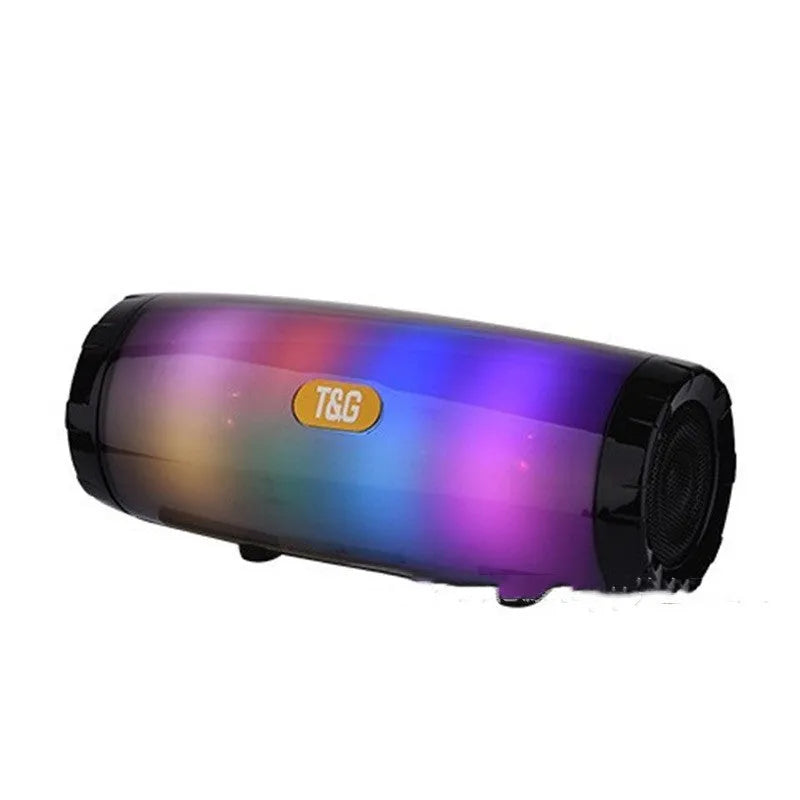 Portable Bluetooth speaker with LED coloured light in PU leather case
