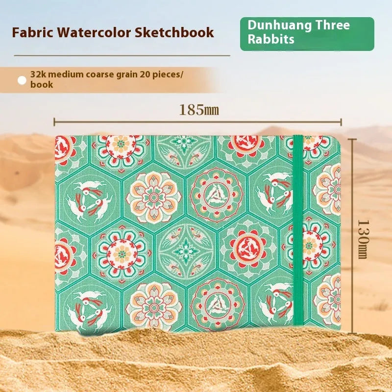 Feiluniao handmade watercolour notebook with fabric cover showing thematic design options