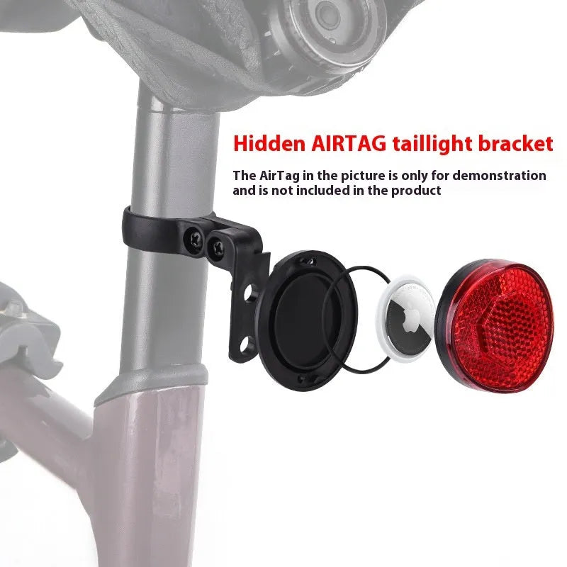 Red plastic bicycle anti-theft taillight bracket with integrated seat post reflector for cycling safety