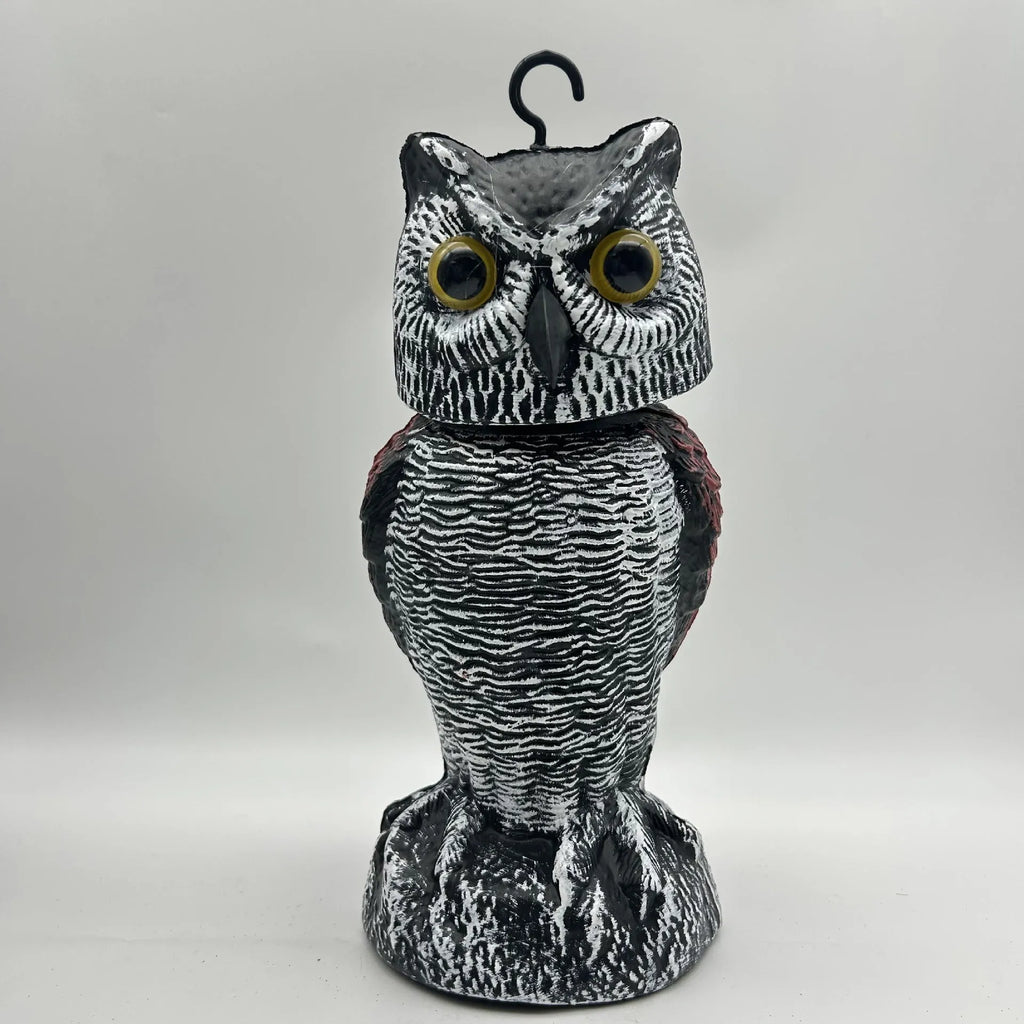 Artificial owl bait ornament with shaking head mechanism for outdoor bird deterrent
