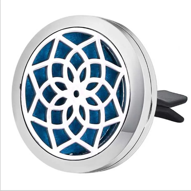 Round stainless steel car air conditioning vent perfume clip 30mm outer diameter with polished finish
