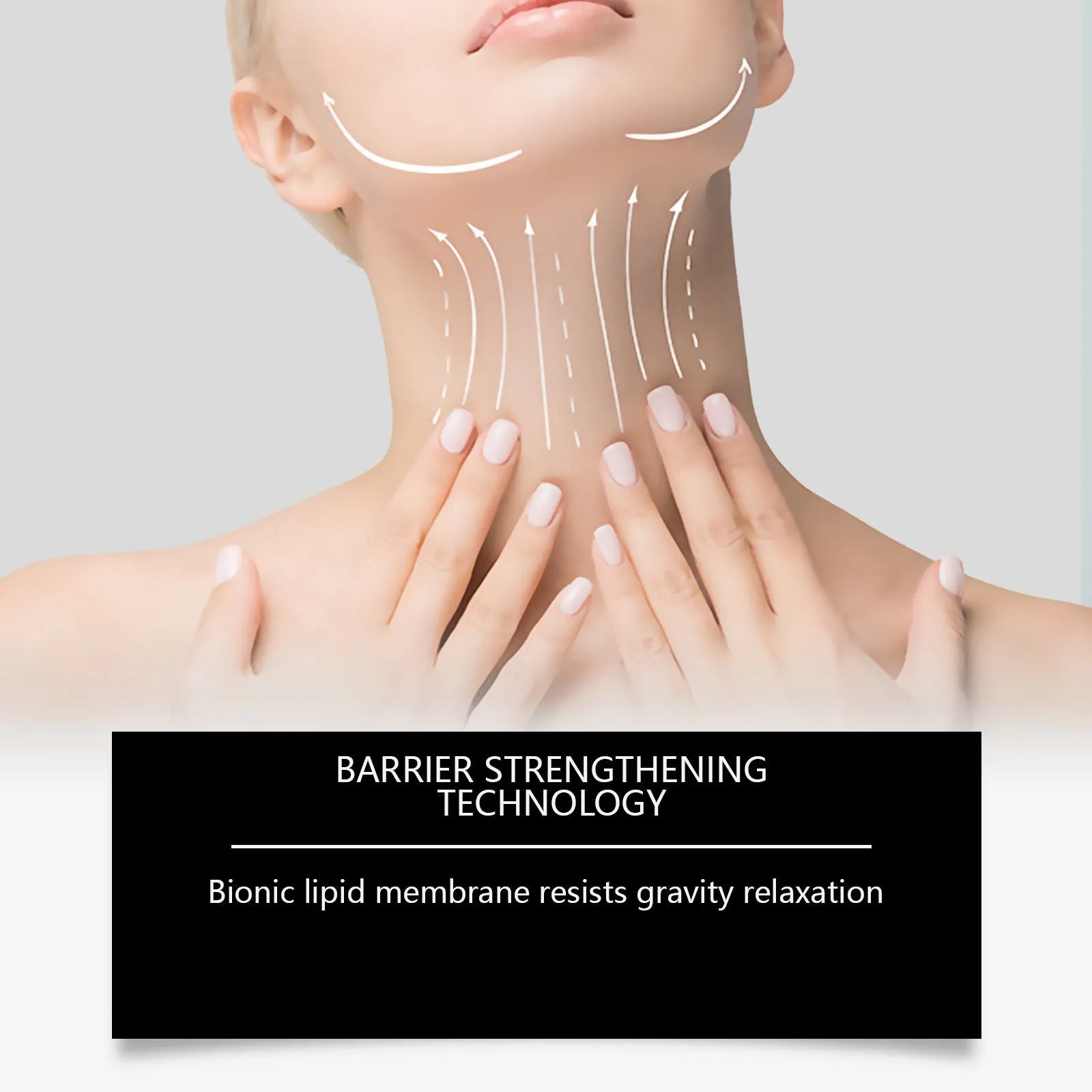White jar of 50g lifting and tightening neck cream for skincare.