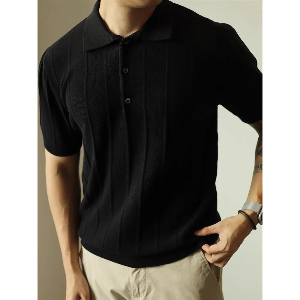 Men's solid colour polyester t-shirt in loose fit, available in black and white options