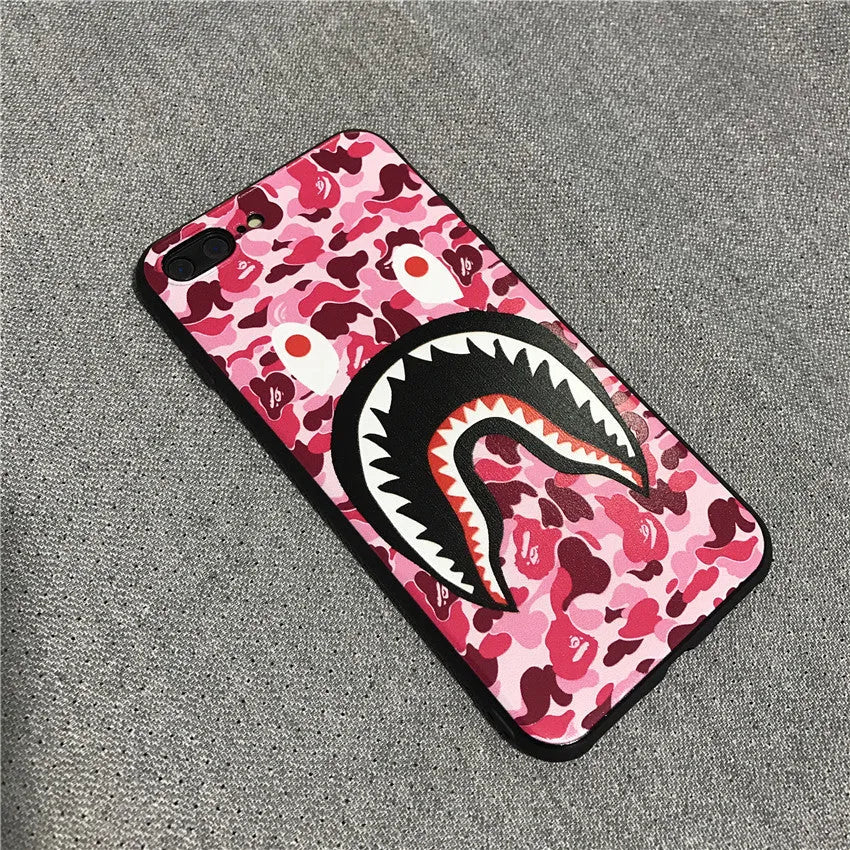 Frosted silicone phone case with all-edge coverage in shark mouth red colour for iPhone