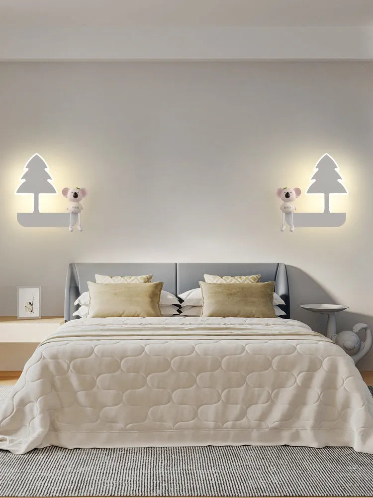 Children's cartoon wall lamp with iron shade in white and blue options