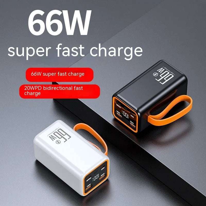 Black and white PD66W fast charge 20000 mAh creative design power bank.