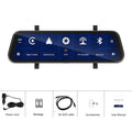 9.66-inch car mirror dash cam with touch screen displayed on a car windscreen.