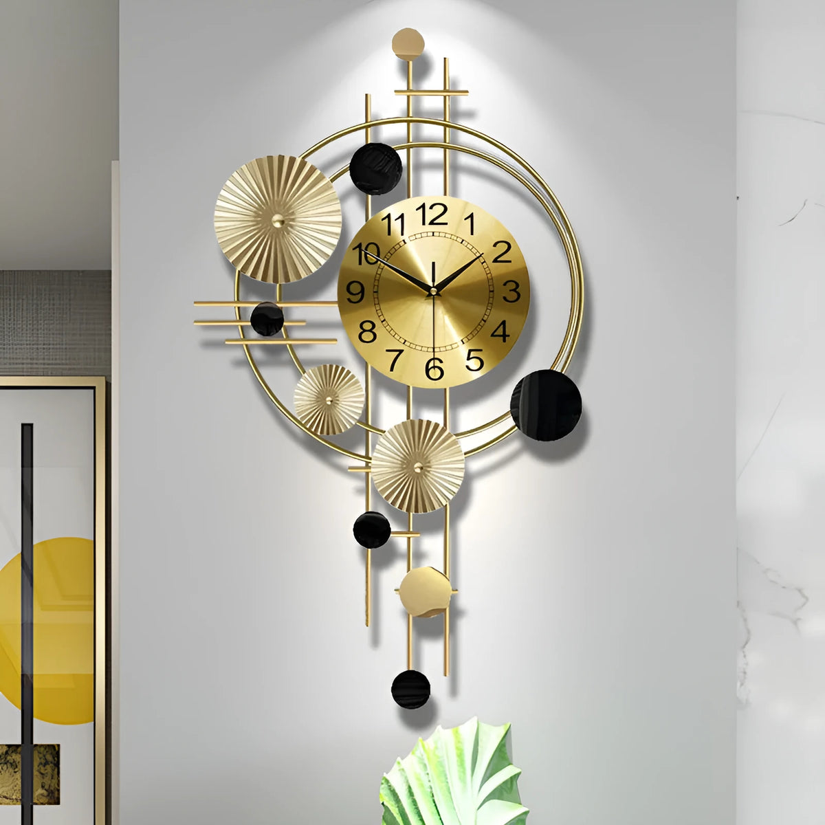 Gold iron wall clock, small A2616 size, mute specification, for home hanging decoration