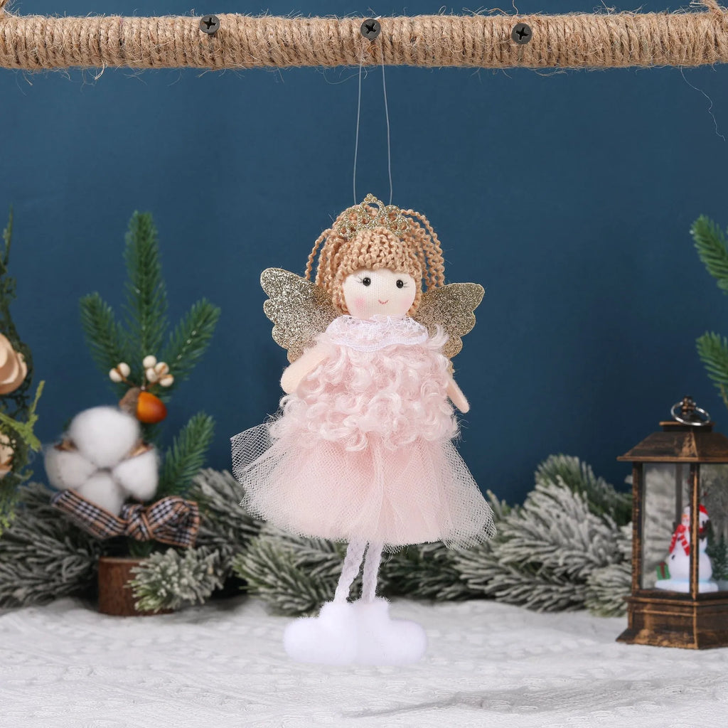 Christmas angel girl fabric hair pendant for a high ponytail in cartoon style.