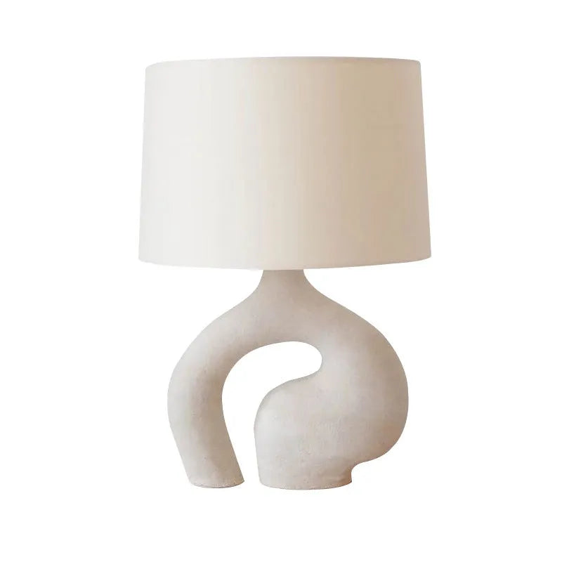 Modern minimalist Nordic fabric table lamp with resin base and cloth lampshade 30x45cm