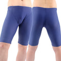 Men's quick-dry swimming trunks in green or navy blue available in extended sizes