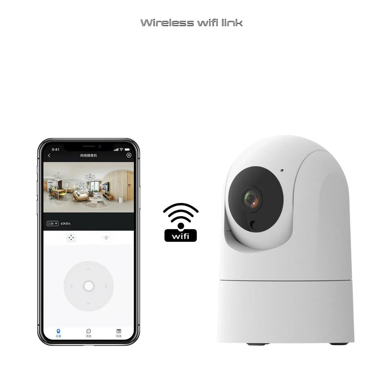 White indoor PTZ security camera on a stand with a 3.6mm lens for 1080p HD monitoring.