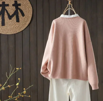 Women's polyester knitted cardigan with button pocket, solid colour, princess sleeves, regular fit in apricot colour
