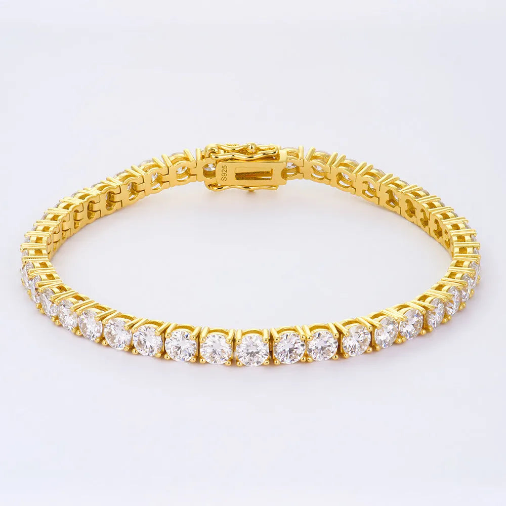Moissanite full set S925 sterling silver bracelet with square and hexagonal star geometric design in rose gold finish.
