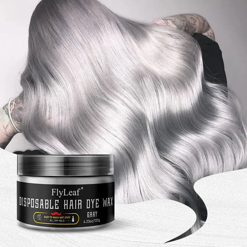 Gray disposable hair dye wax in 120g tub with cap and comb