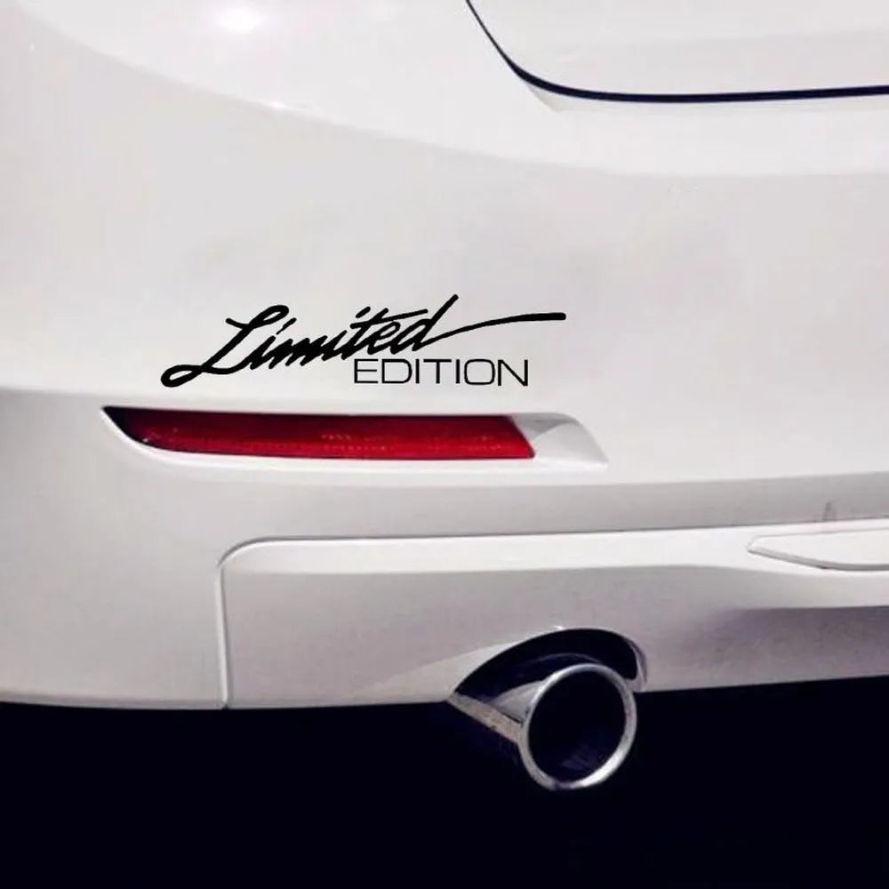 Reflective plastic bumper sticker for cars, showing black, white, and colourful design options.