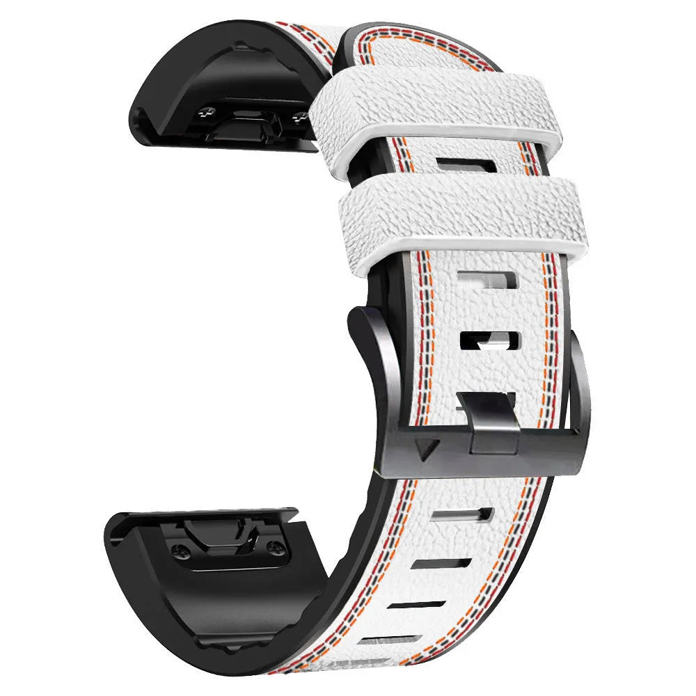 Silicone leather replacement watchband for Garmin Fenix smartwatches in four colour options