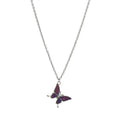 Retro colour-changing butterfly necklace on alloy O-ring chain, unisex design in butterfly cross chain style
