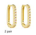 S925 sterling silver oval zircon ear clip studs in white or yellow with geometric design