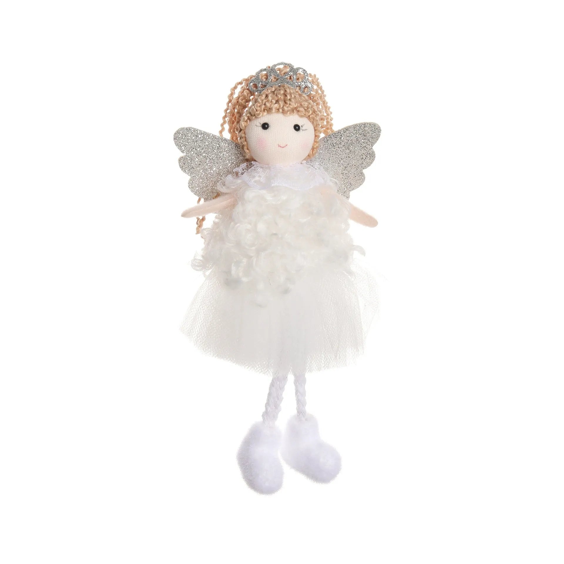 Christmas angel girl fabric hair pendant for a high ponytail in cartoon style.
