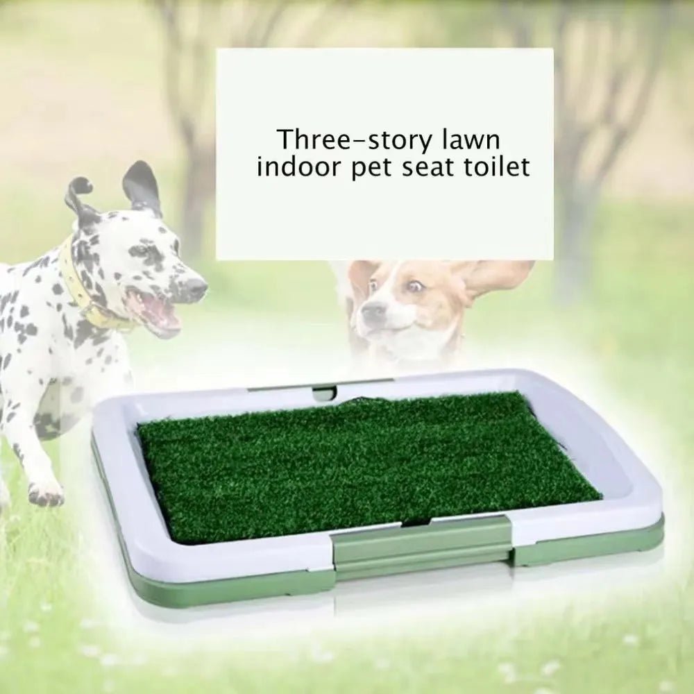 Green turf dog grass patch indoor toilet trainer with three-layer construction for puppy potty training