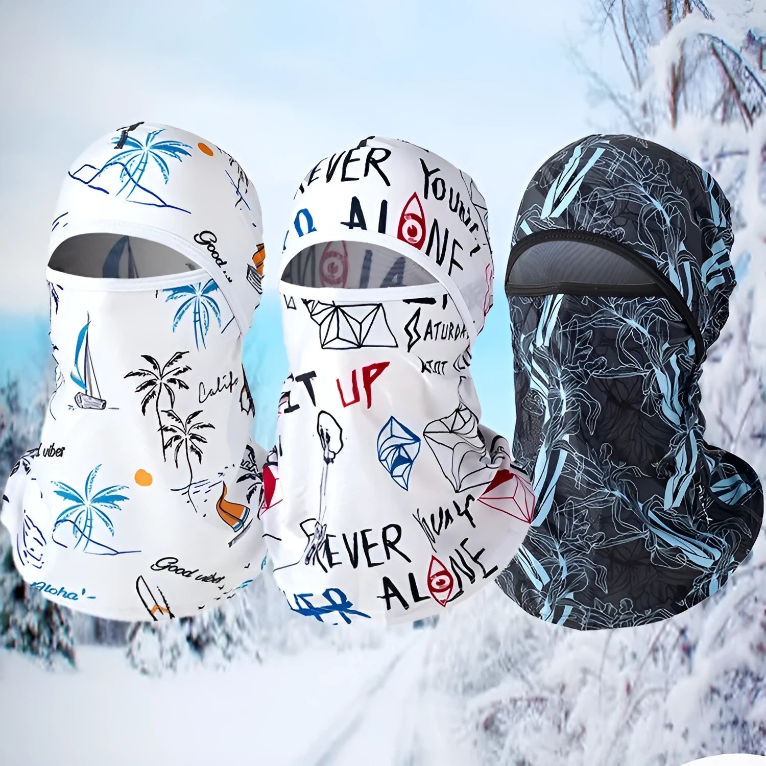 Cotton dome-style motorcycle head cover in a patterned colour, shown with a pair of gloves.