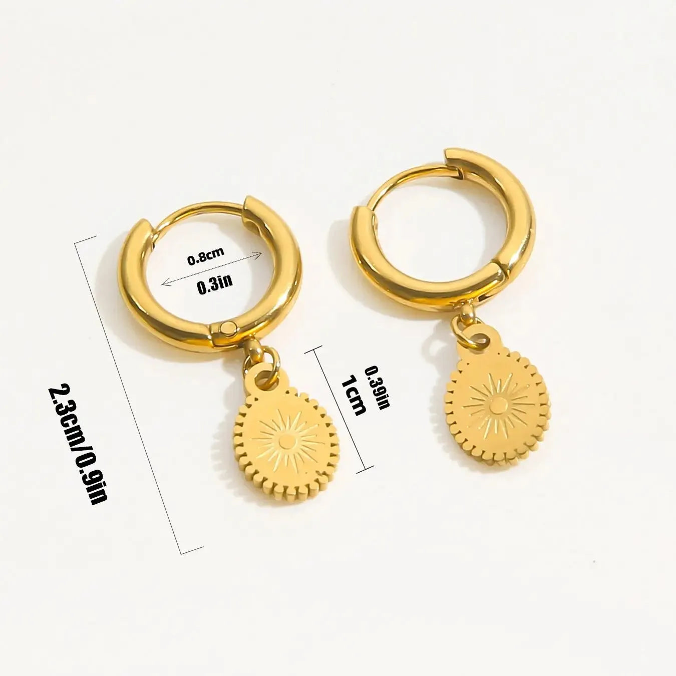 Women's stainless steel geometric earrings with ellipse design in colour XY-EH005