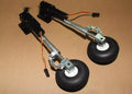 Retractable alloy shock-absorbing landing gear for electric aircraft models with choice of wheel sizes.