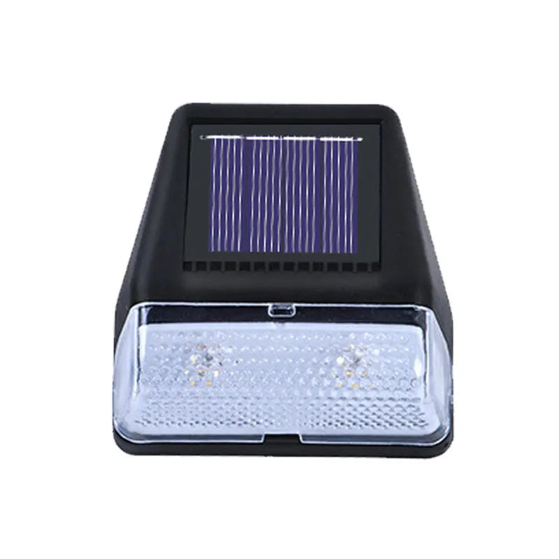 Solar outdoor rainproof LED wall lamp with compact deck-light shape for garden stairs and fence decoration