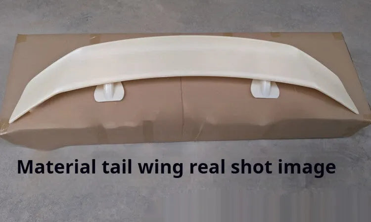 Universal punch-free car tail wing spoiler in ABS plastic, shown in a choice of finishes.