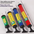 Mixed colour plastic manual hand pump for inflating sports balls and balloons.
