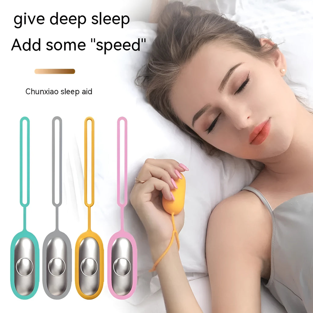 Intelligent hand grip insomnia help device with remote control in spring dawn bright blue colour.
