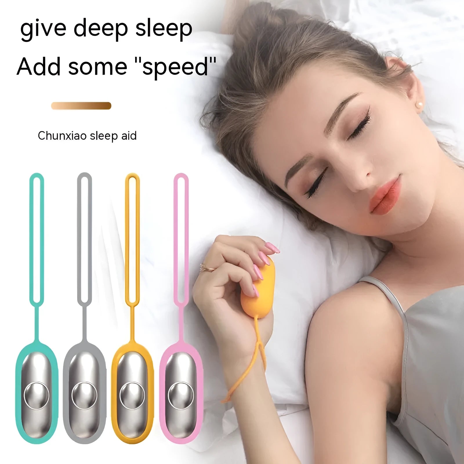 Intelligent hand grip insomnia help device with remote control in spring dawn bright blue colour.