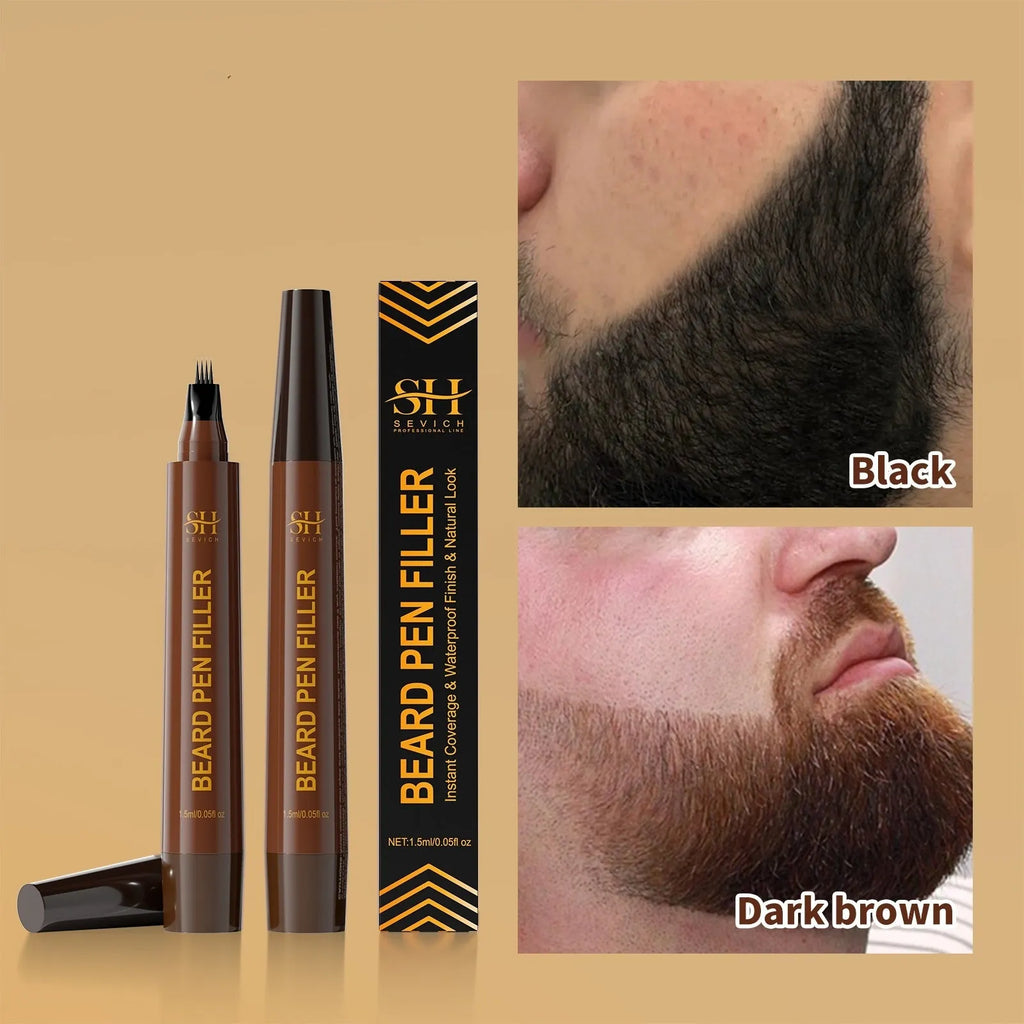 Men's sweatproof waterproof beard eyebrow pencil in black and dark brown shades