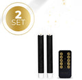 Black LED taper candle with realistic 3D flame effect, 18cm tall