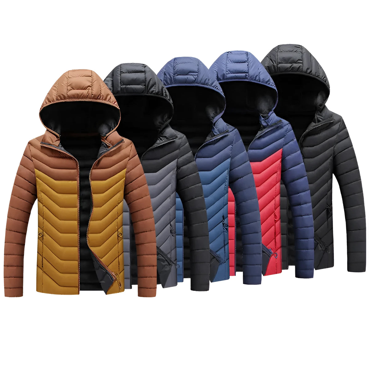 Men's hooded padded winter jacket slim fit imitation down cotton casual coat in multiple colours