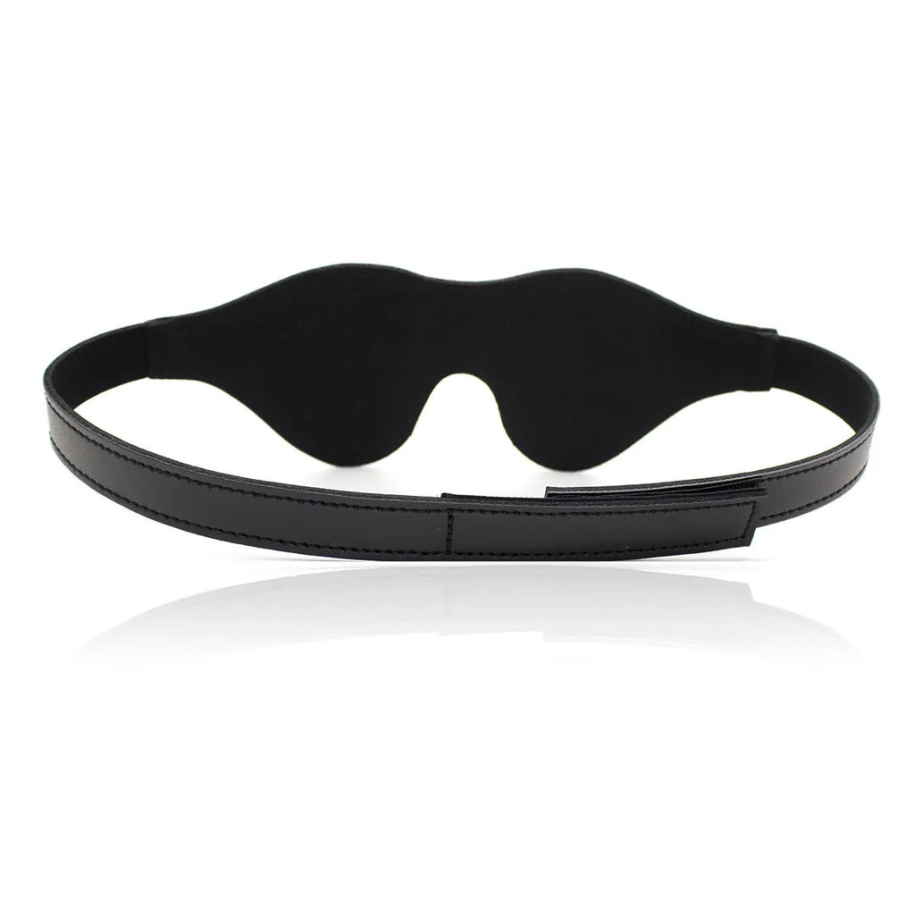 Leather eye mask with three-dimensional design and Velcro adjustment strap