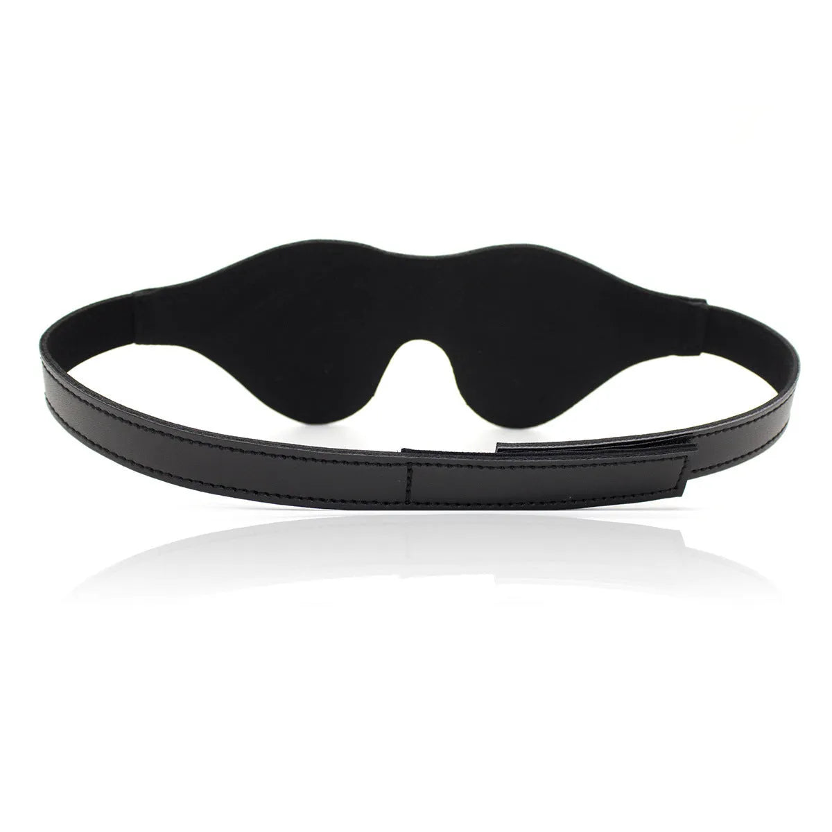 Leather eye mask with three-dimensional design and Velcro adjustment strap