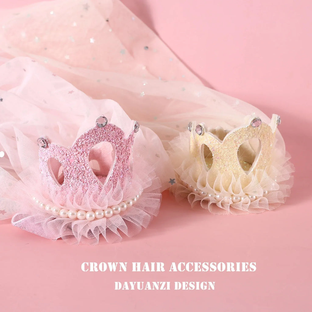 Pet cat wearing princess crown headdress with veil for wedding or birthday costume