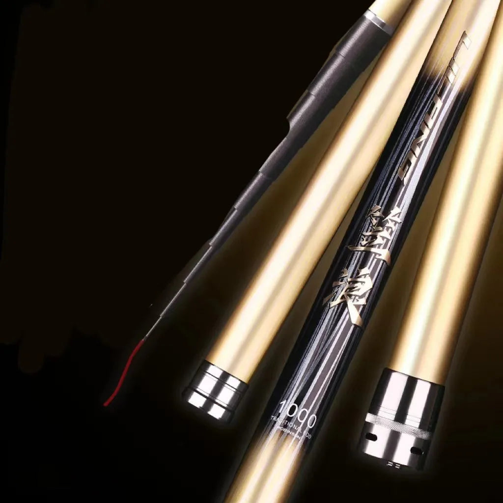 Super light carbon nest fishing rod in silver or gold, 8-15 metres, collapsed to 1110 mm