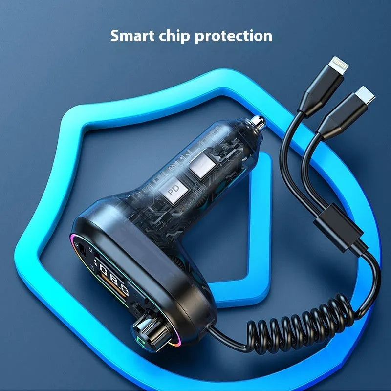 C29 Black portable multifunctional car charger with Bluetooth FM transmitter and USB output