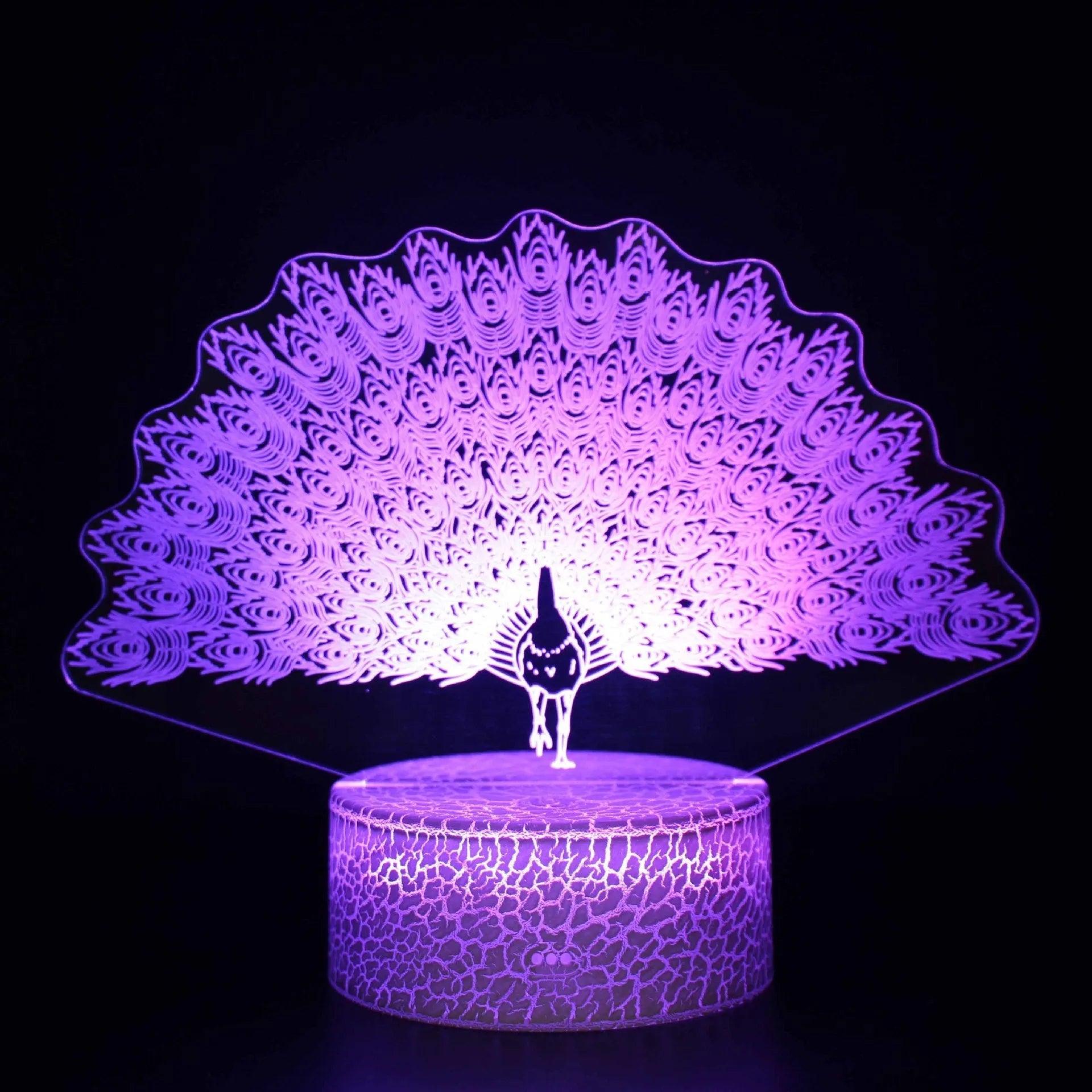 Acrylic 3D small night colourful touch USB table lamp with crack base design