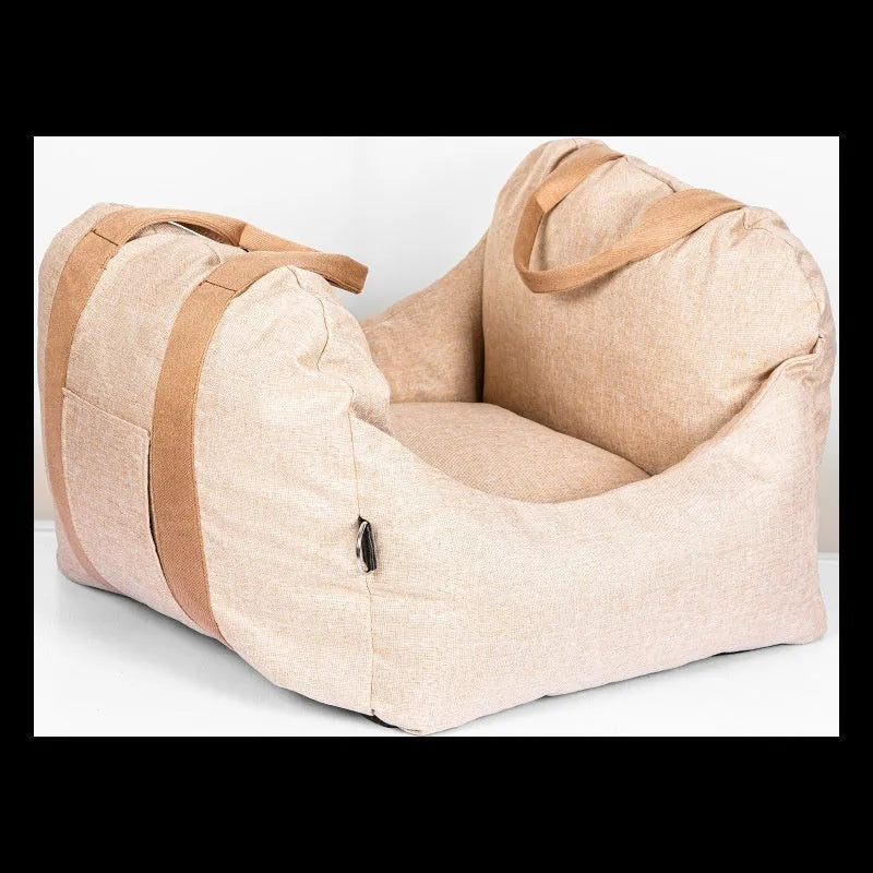 Portable cloth dog car kennel in dark gray, light gray, or dark khaki, sizes S and L