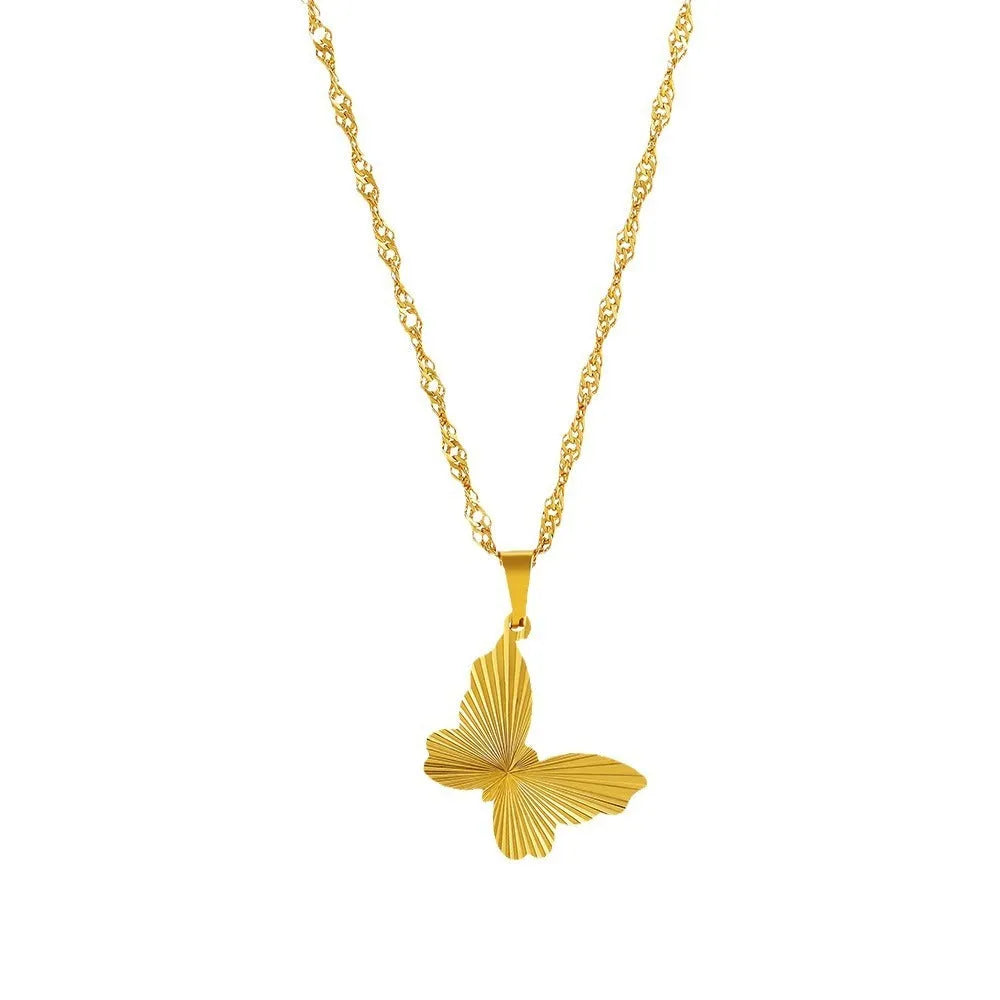 Stainless steel necklace with 18K gold electroplated finish and multiple pendant shape options