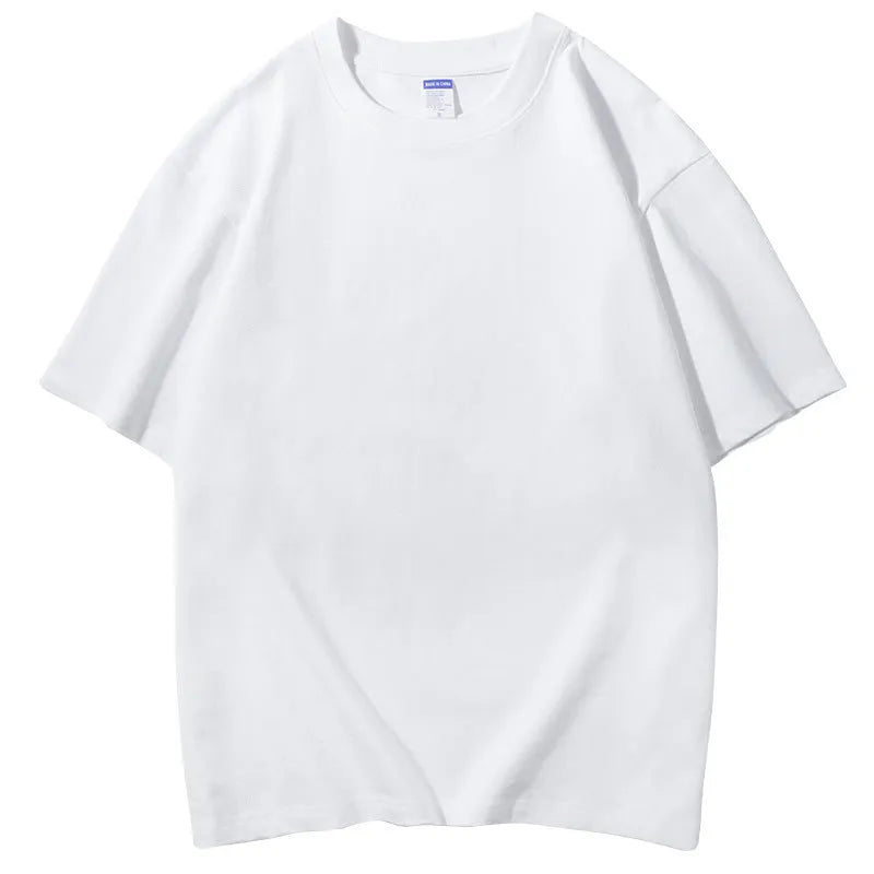 European style round neck cotton t-shirt in loose fit with printing pattern