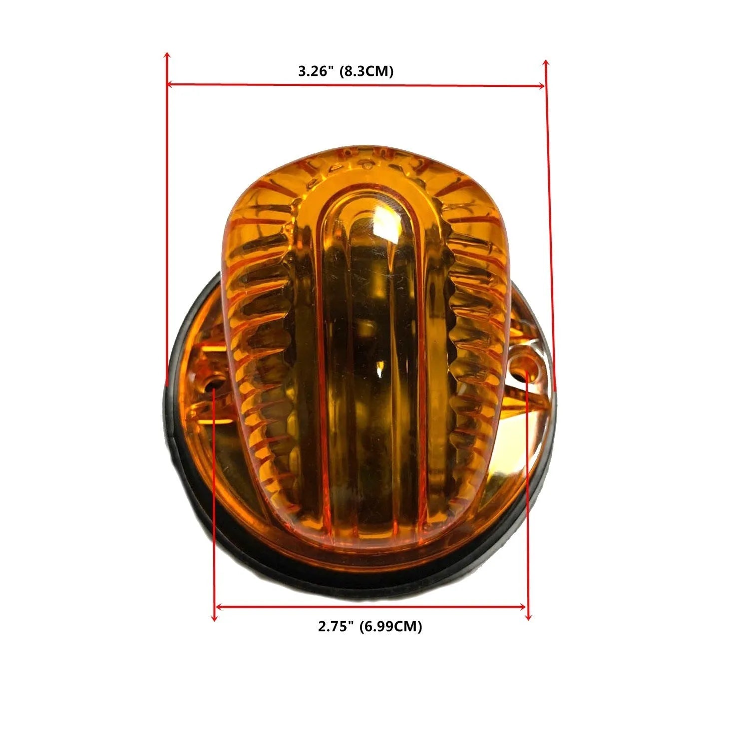 Yellow roof cab marker light for commercial vehicles with 83mm dimension and T10 LED bulbs