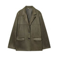 Women's suede effect suit jacket and shorts set in solid colour, long sleeve button front, sizes XS to L