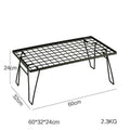 Outdoor portable iron folding table with double shelf for camping and barbecue use